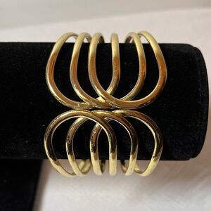 Fifth Avenue Chic Gold Hinged Bracelet. Lead & Nickel free